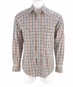 Lucchese-inc APPAREL El Paso :: White/Blue/Brown Large Check