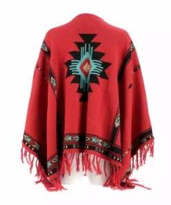 Lucchesse-inc Alpaca Fleece Poncho :: Red/Turquoise APPAREL