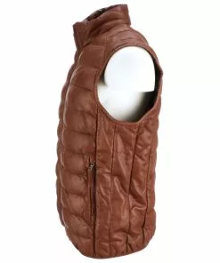 Lucchese-inc APPAREL Men's Leather Puffer Vest :: Cognac