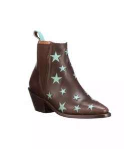 Lucchesse-inc Estrella Chelsea :: Chocolate + Turquoise BOOTS