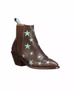Lucchesse-inc Estrella Chelsea :: Chocolate + Turquoise BOOTS
