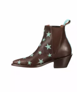 Lucchesse-inc Estrella Chelsea :: Chocolate + Turquoise BOOTS