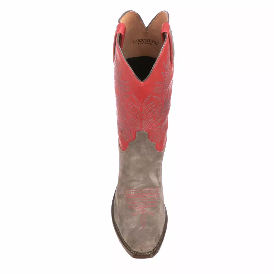 Wholesale π Lucchese-inc Paxson Suede :: Steel Grey + Red π 4 Lucchese-inc Paxson Suede :: Steel Grey + Red