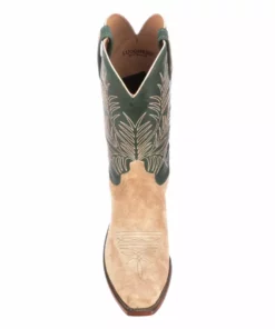 Lucchese-inc Paxson Suede :: Tan + Green Boots