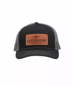 Lucchesse-inc Leather Patch Cap :: Black + Charcoal