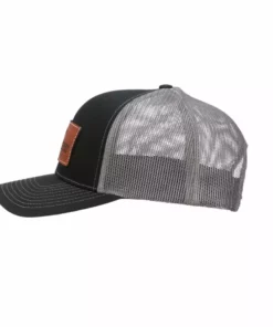 Lucchesse-inc Leather Patch Cap :: Black + Charcoal