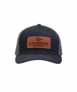 Lucchesse-inc Leather Patch Cap :: Navy + Charcoal