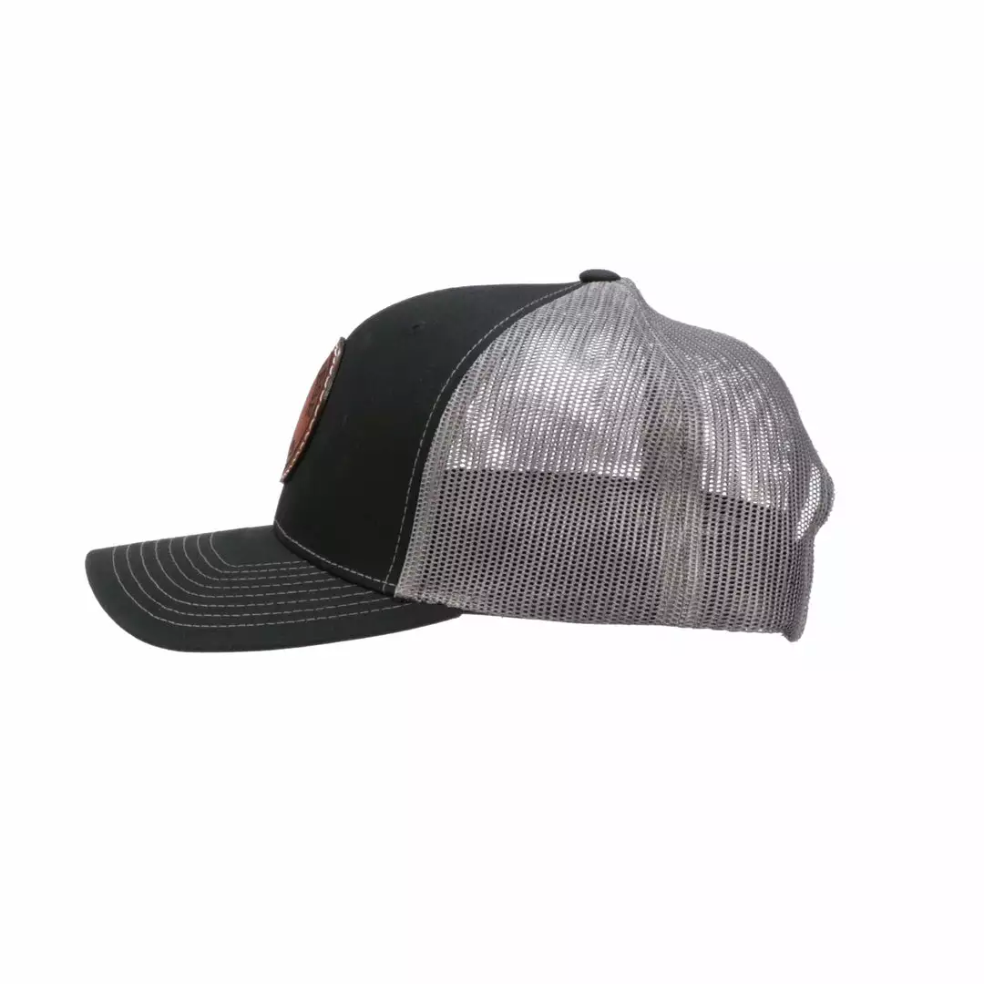 Deals ⭐ Lucchesse-inc Hats Leather Patch Cap Round :: Black + Charcoal ✨ 5 Lucchesse-inc Hats Leather Patch Cap Round :: Black + Charcoal