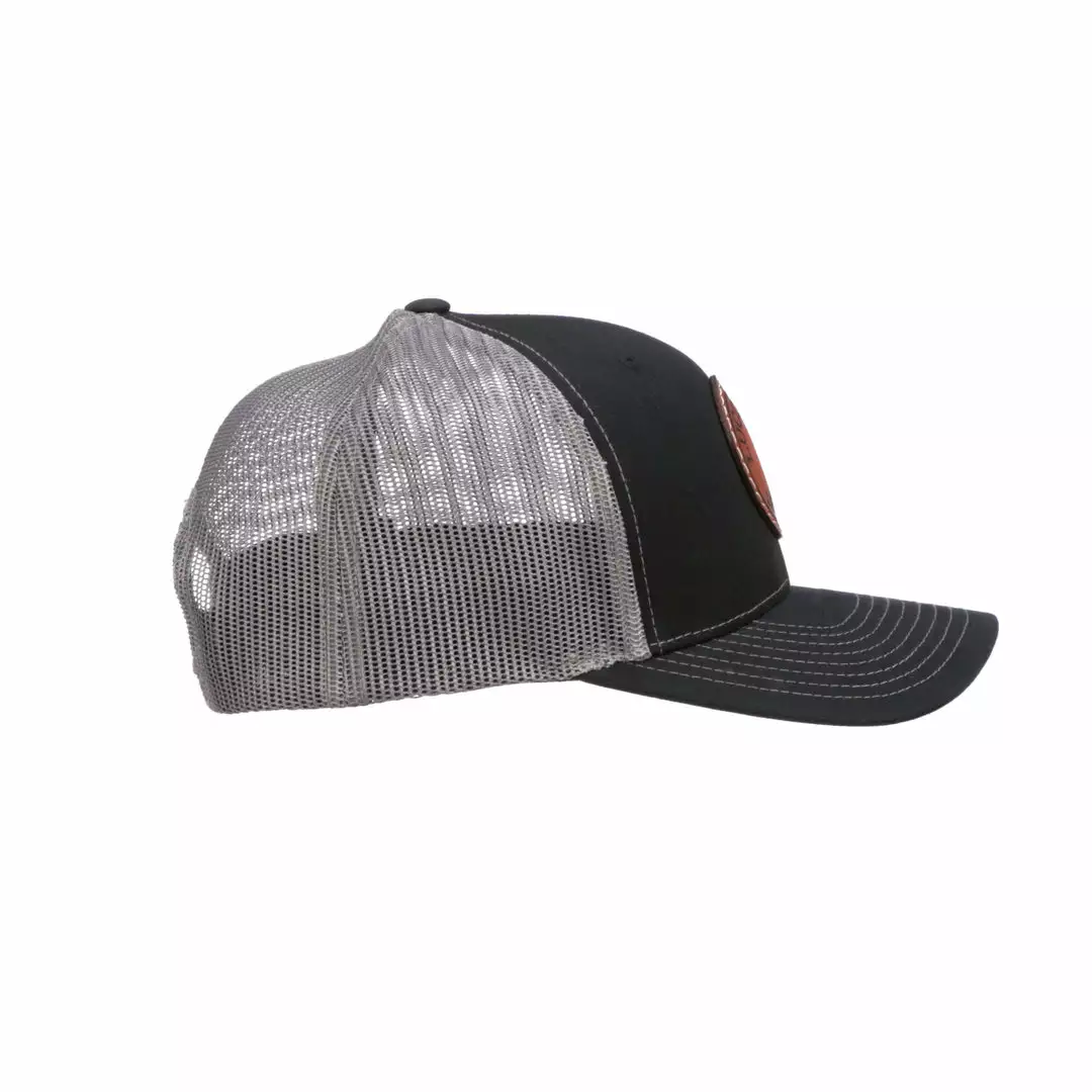 Deals ⭐ Lucchesse-inc Hats Leather Patch Cap Round :: Black + Charcoal ✨ 7 Lucchesse-inc Hats Leather Patch Cap Round :: Black + Charcoal