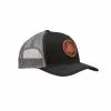 Lucchesse-inc Hats Leather Patch Cap Round :: Black + Charcoal