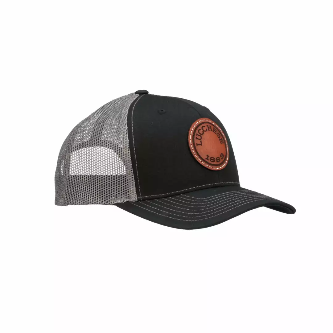 Deals ⭐ Lucchesse-inc Hats Leather Patch Cap Round :: Black + Charcoal ✨ 3 Lucchesse-inc Hats Leather Patch Cap Round :: Black + Charcoal