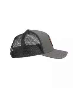 Lucchese-inc Hats Leather Patch Cap Round :: Charcoal + Black