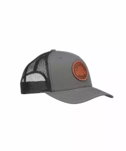 Lucchese-inc Hats Leather Patch Cap Round :: Charcoal + Black