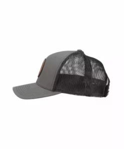 Lucchese-inc Hats Leather Patch Cap Round :: Charcoal + Black