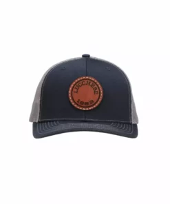Lucchesse-inc Hats Leather Patch Cap Round :: Navy + Charcoal