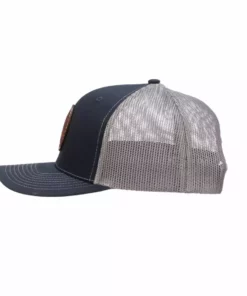 Lucchesse-inc Hats Leather Patch Cap Round :: Navy + Charcoal