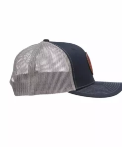 Lucchesse-inc Hats Leather Patch Cap Round :: Navy + Charcoal