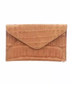 Lucchese-inc Envelope Card Case – Crocodile :: Cognac Wallets