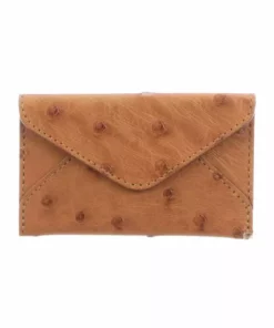 Lucchese-inc Wallets Envelope Card Case – Ostrich :: Cognac