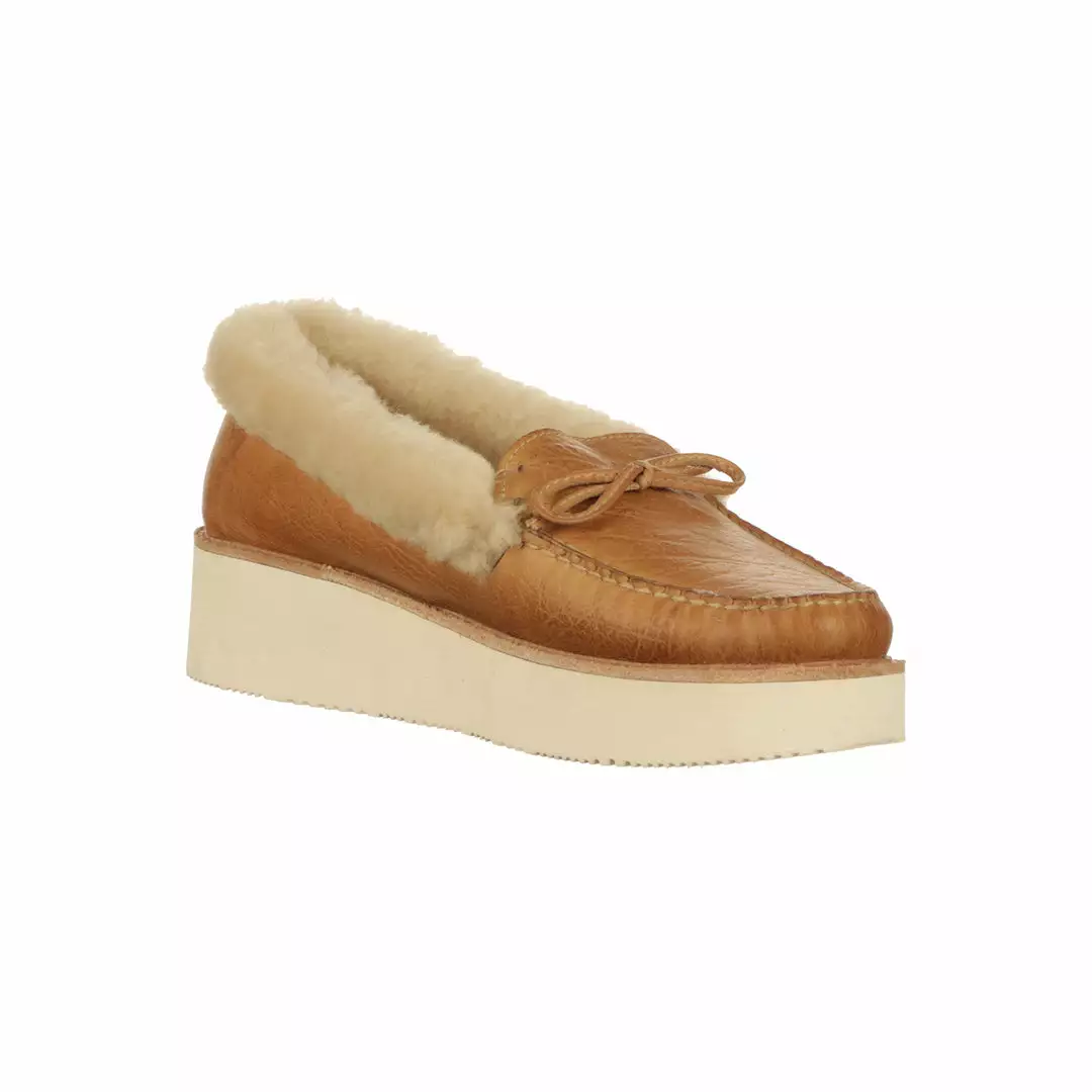 Brand new ๐ Lucchese-inc Shearling Wedge Moccasin :: Tan ๐คฉ 5 Lucchese-inc Shearling Wedge Moccasin :: Tan