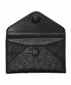 Lucchese-inc Wallets Envelope Card Case – Ostrich :: Black