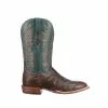 Lucchese-inc Bryan Exotic Distressed :: Barrel Brown + Teal Boots