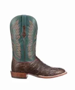 Lucchese-inc Bryan Exotic Distressed :: Barrel Brown + Teal Boots