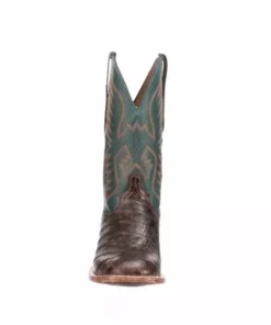 Lucchese-inc Bryan Exotic Distressed :: Barrel Brown + Teal Boots