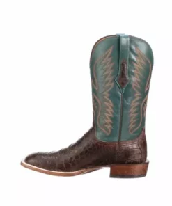 Lucchese-inc Bryan Exotic Distressed :: Barrel Brown + Teal Boots