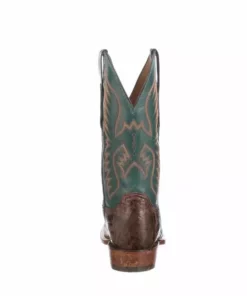 Lucchese-inc Bryan Exotic Distressed :: Barrel Brown + Teal Boots