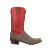 Lucchese-inc Paxson Suede :: Steel Grey + Red
