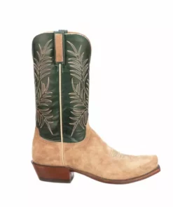Lucchese-inc Paxson Suede :: Tan + Green Boots