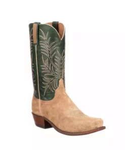 Lucchese-inc Paxson Suede :: Tan + Green Boots
