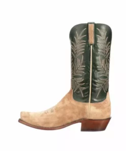 Lucchese-inc Paxson Suede :: Tan + Green Boots